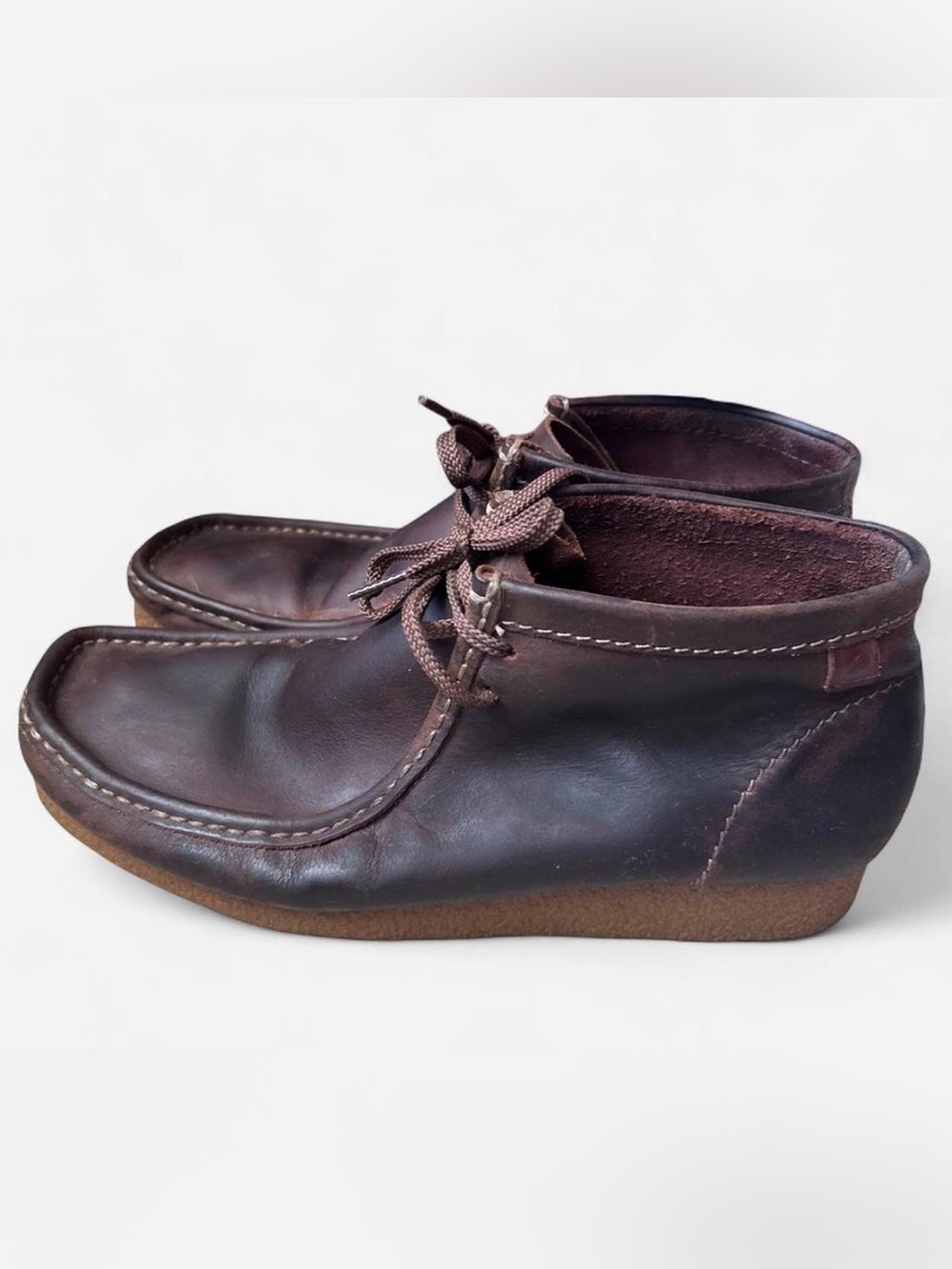 Men's Brown Leather Moc Toe Chukka Clarks Shacre Leather Boots 11